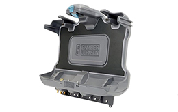 Getac-F110-G6-cradle-angled-view-without-tablet-Gamber-Johnson